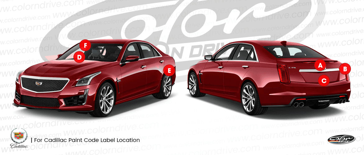 CADILLAC paint code label location diagram
